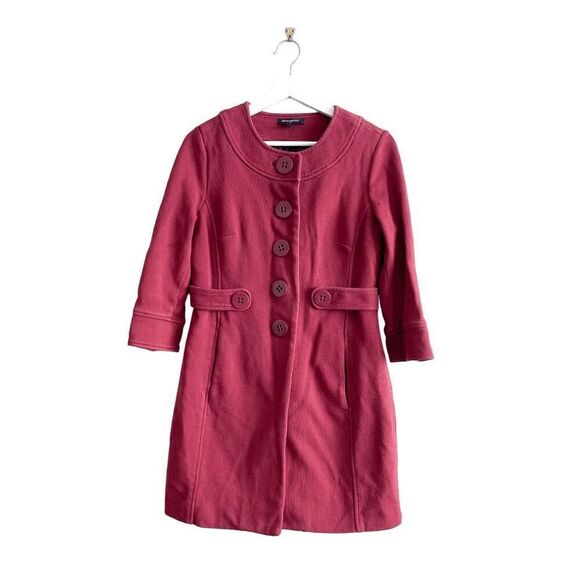Banana Republic Women's 3/4 Sleeve Button Front Pea Coat Red Medium - Picture 1 of 9